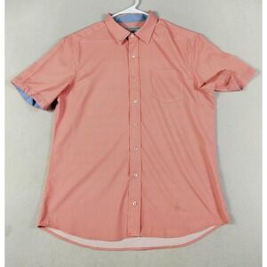 Nick Graham Shirt Mens Large Orange Geo Print Stretch Modern Fit Button Up